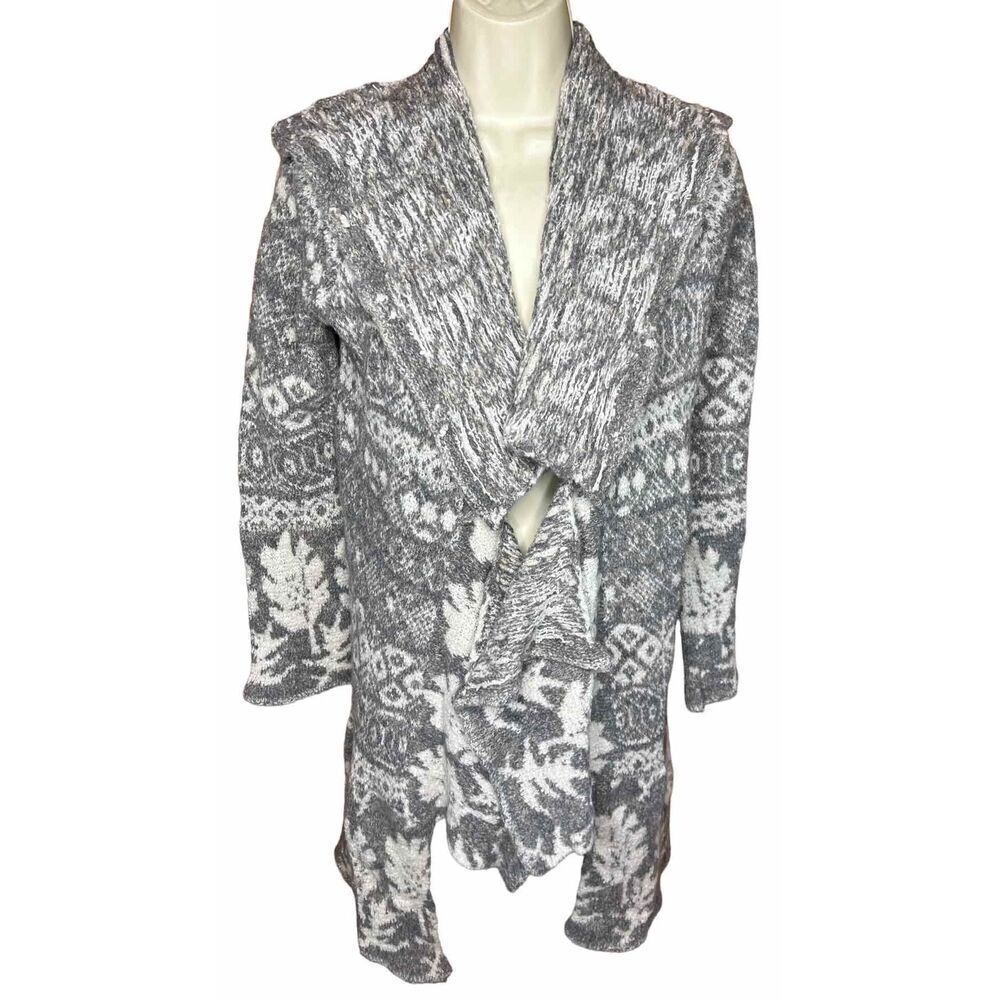Casmari Cashmere Grey & White Open Front Long Cardigan Size 2 (Medium)